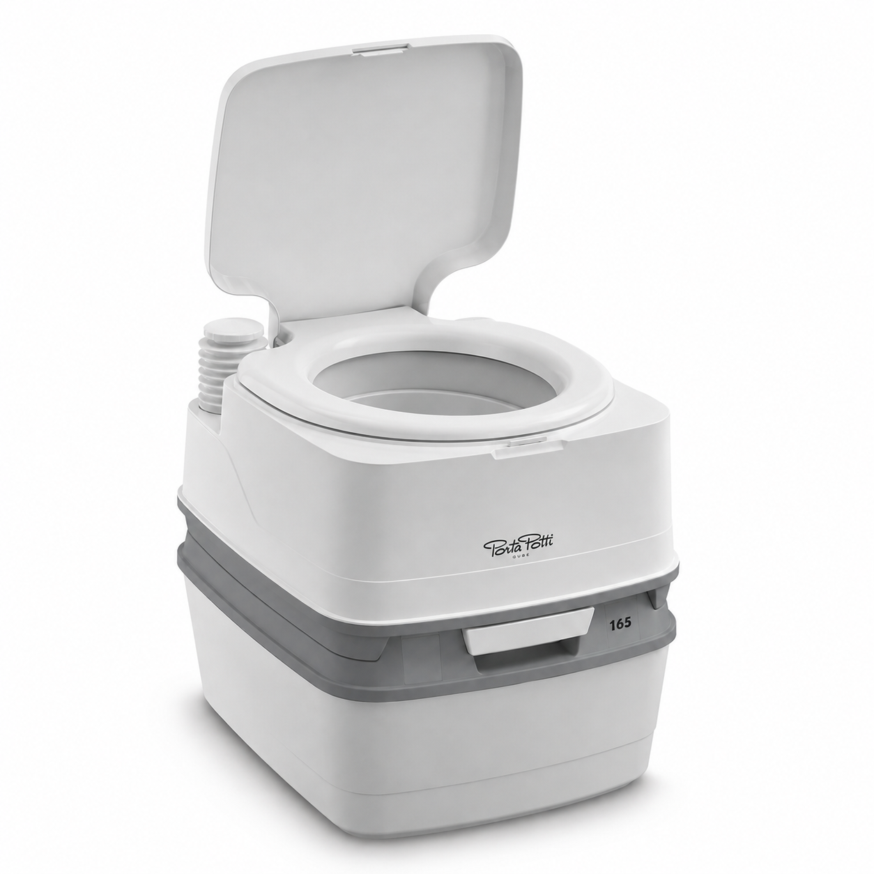 Thetford Porta Potti 165 с отворен капак и тоалетна седалка